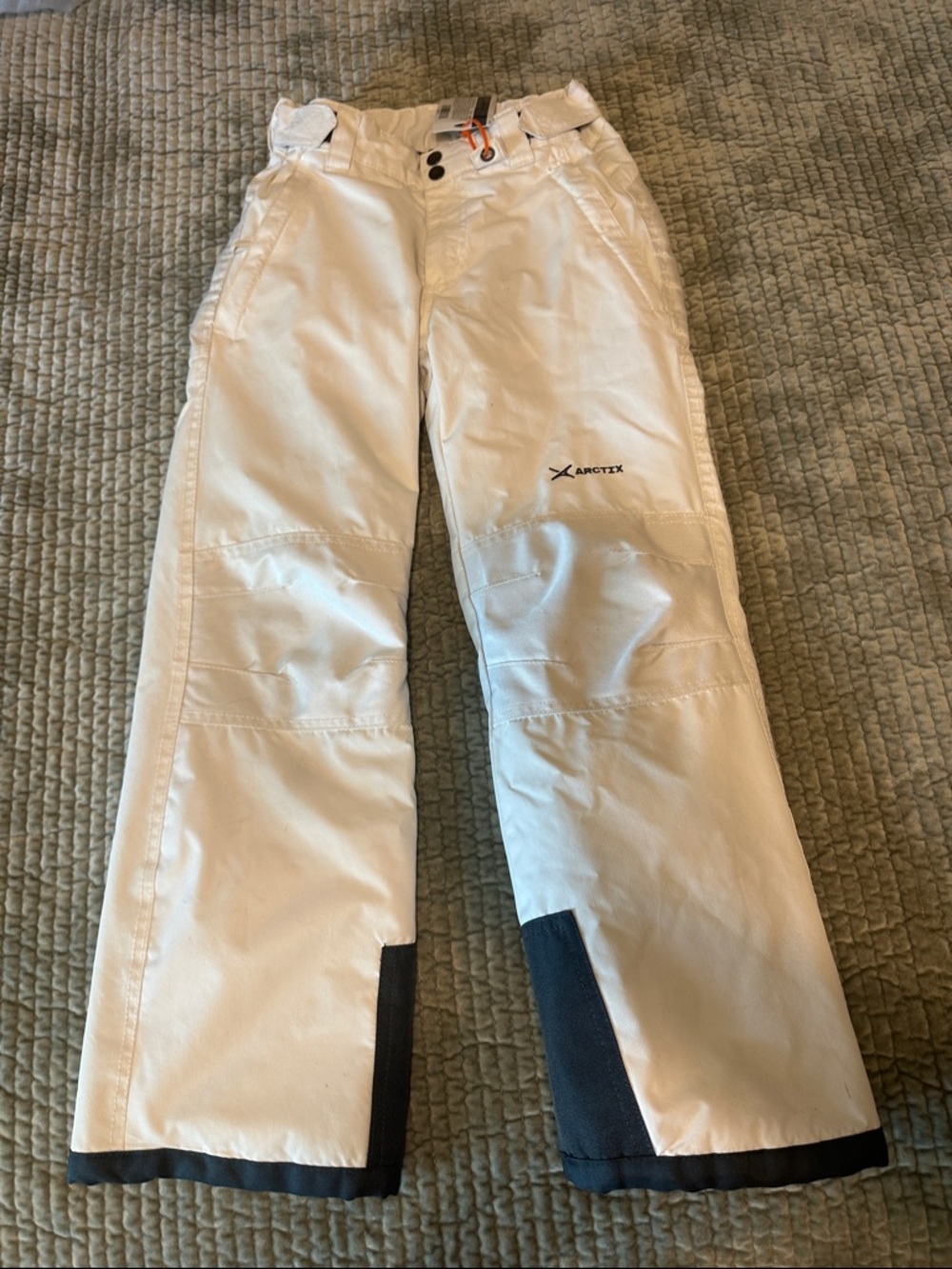 Arctix Kids White Ski/Snow Pants with Black Cuff Reinforcement